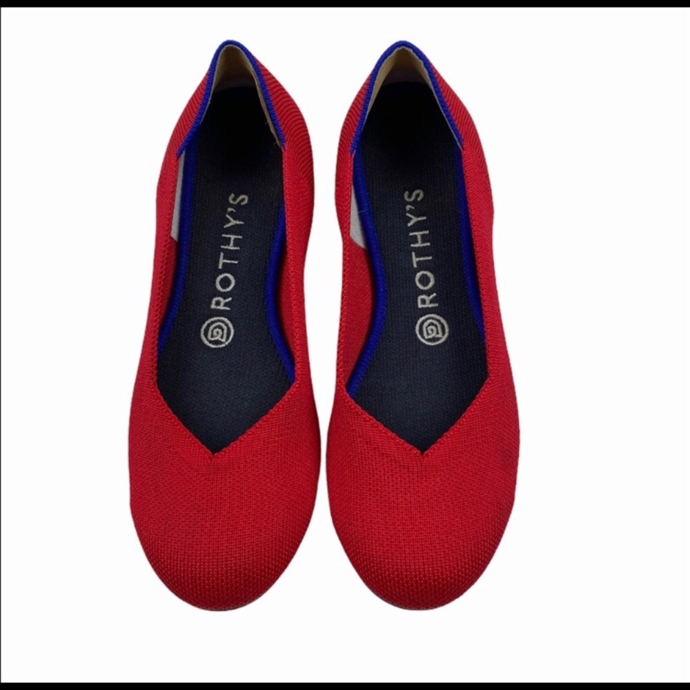 Rothy’s The Flat Rounded-Toe, Red 8.5